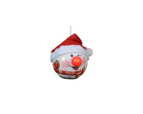 Led kerstbal foam 6.5 cm sneeuwpop muts
