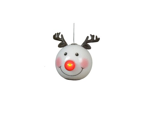 Led kerstbal foam 6.5 cm rood rendier
