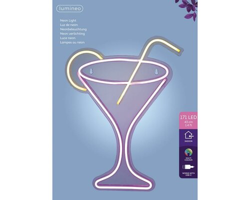 Led neon usb-c cocktail 32 x 43 cm multicolor - afbeelding 2