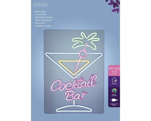 Led neon usb-c cocktail bar 30 x 42 cm multicolor - afbeelding 2
