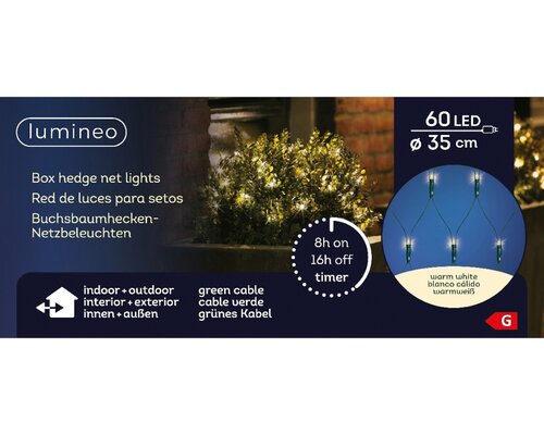 Led net buxus verlichting D35cm 60 lampjes - afbeelding 2