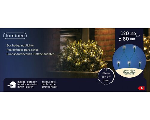 Led net buxus verlichting D80cm 120 lampjes - afbeelding 2