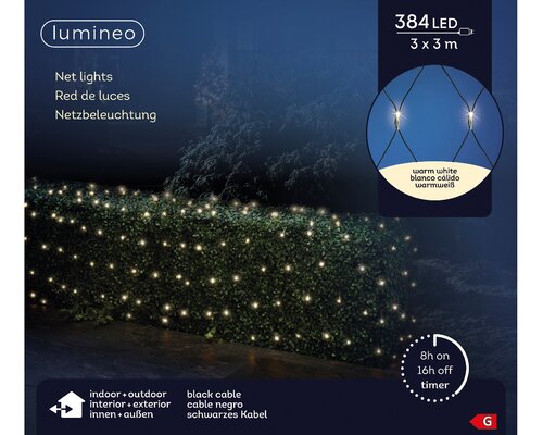 LED netverlichting 384 led warm-wit 3 x 3 m - afbeelding 2