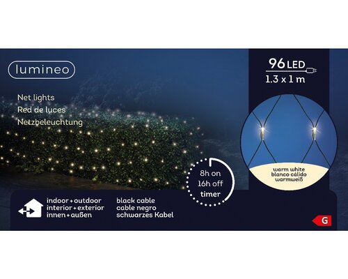 LED netverlichting 96 led warm-wit 1 x 1.3 m - afbeelding 2