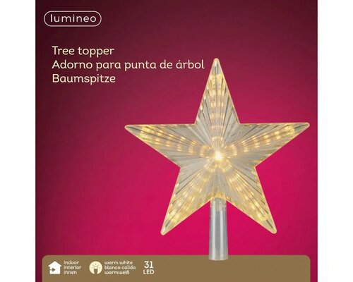 Led piek ster transperant wit 22 cm 31 lampjes - afbeelding 2