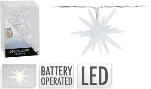 Licht slinger met sterren led 10 lampjes warm wit mat