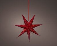 Papieren kerstster led 58 cm rood
