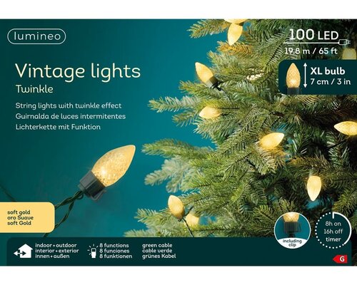 Led vintage lights peer 100 lamps soft gold - afbeelding 2