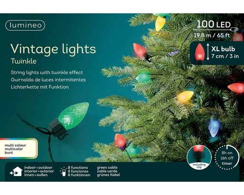 Led vintage lights peer 100 lamps multi colour - afbeelding 2