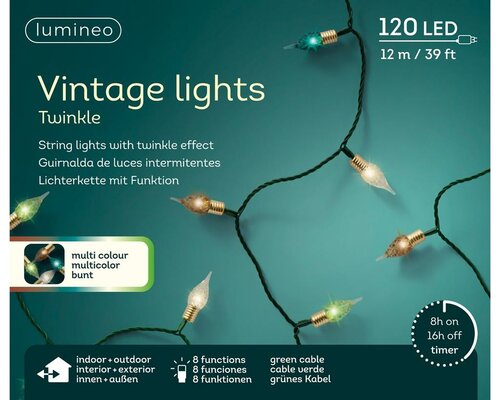 Led vintage lights peer 120 lamps multi colour twinkel - afbeelding 3