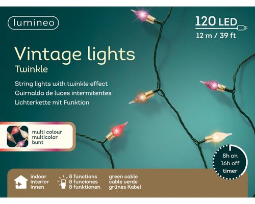 Led vintage lights peer 120 lamps multi colour - afbeelding 2