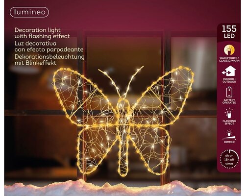 Vlinder microled 155 lamps warm wit / klassiek warm - afbeelding 2