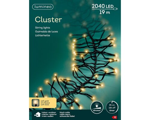 Clusterverlichting led 2040 lampjes soft gold - afbeelding 2