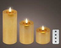 Lumineo Led kaarsen 3d vlam goud 3 stuks