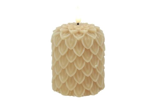 Ledkaars dennen lyon wax D 8,5 H 10 cm beige