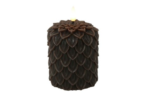 Ledkaars dennen lyon wax D 8,5 H 10 cm donker bruin