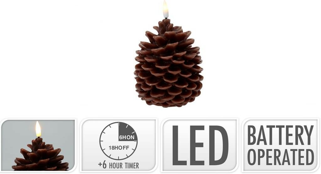 Dennenappel led kaars 13 cm