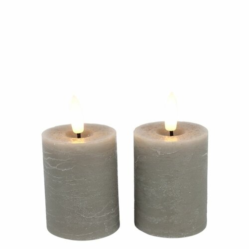 Led kaars Lyon D 5 H 9 cm grijs