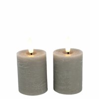 Led kaars Lyon D 5 H 9 cm grijs