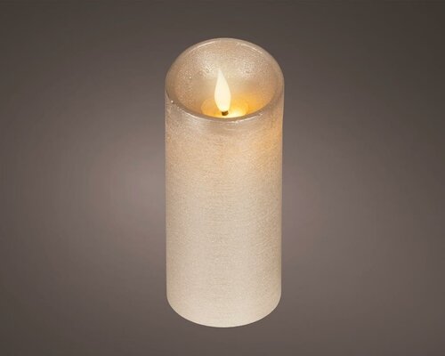 Lumineo Led kaars D7,5 H 17 cm licht grijs