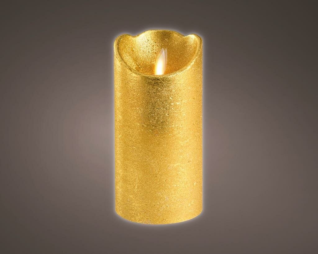 LED kaars/stompkaars goud 15 cm flakkerend - Kerst diner tafeldecoratie - Home deco kaarsen