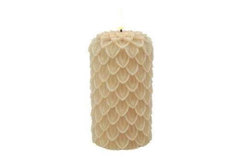 Ledkaars dennen lyon wax D8,5H15 cm beige