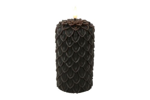 Ledkaars dennen lyon wax D8,5H15 cm donker bruin