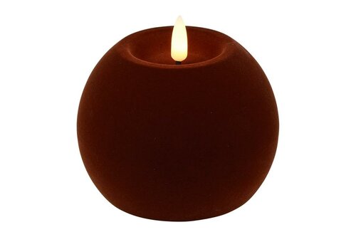 Led bolkaars lyon D10H7,8 cm donker bruin velvet