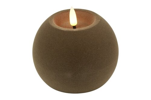 Led bolkaars lyon D10H7,8 cm taupe velvet