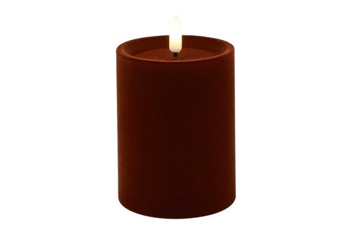 Ledkaars lyon D7,5H10 cm donker bruin velvet