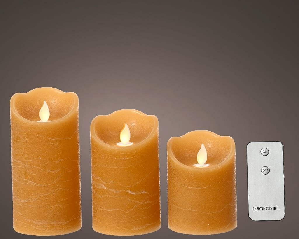 Led kaarsen bruin wax vlam verlichting 3 stuks