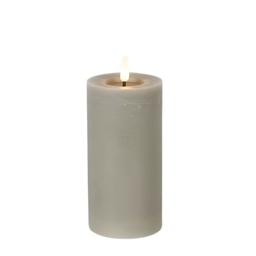 Led kaars Lyon D7,5 H 15 cm grijs