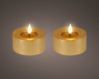 Lumineo Led theelicht 3d vlam goud