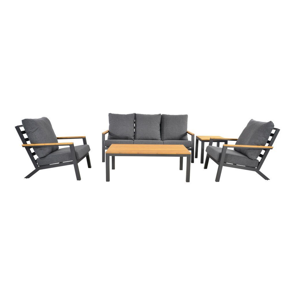 Donnan stoel-bank loungeset 5-delig | aluminium + bamboe | Light