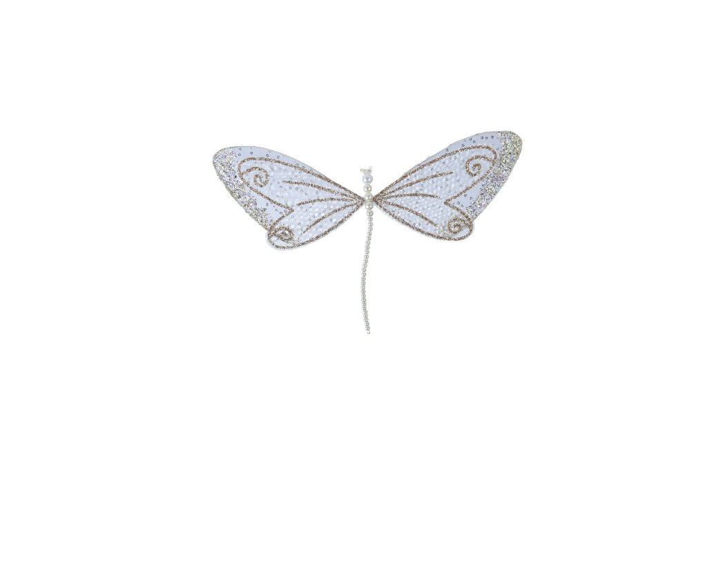 Libelle op clip 34 cm parel
