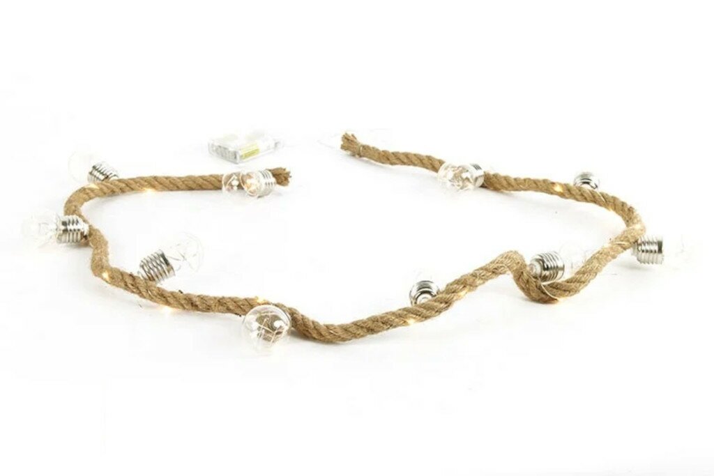 Dik jute touw met lampjes- sfeerlicht- gezelligheid- boho- bohemian