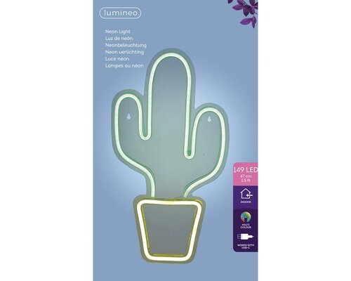 Lumineo Led neon usb-c cactus 25,5 x 47 cm multicolor - afbeelding 2