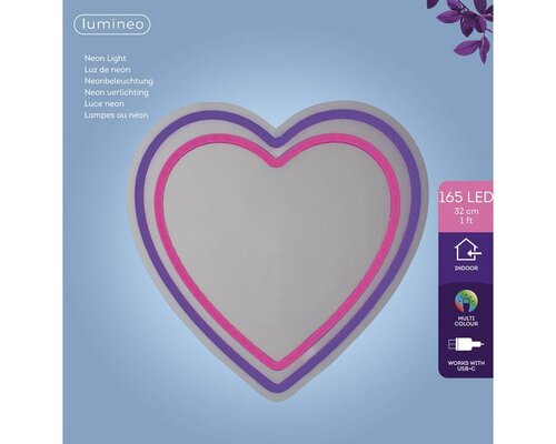 Lumineo Led neon usb-c hart 33 x 32 cm multicolor - afbeelding 2
