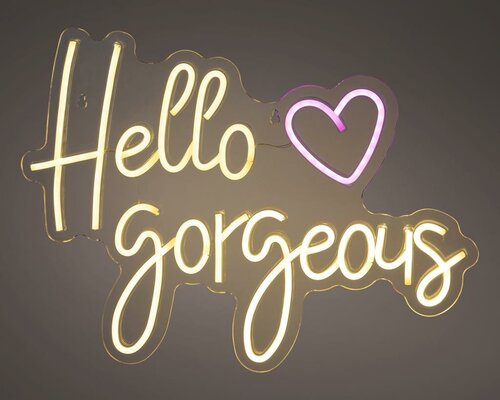 Lumineo Led neon usb-c hello gorgeous 43 x 31 cm multicolor - afbeelding 1
