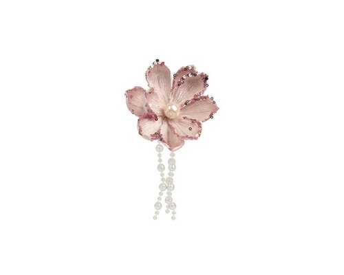 Magnolia op clip fluweel 10 cm roze