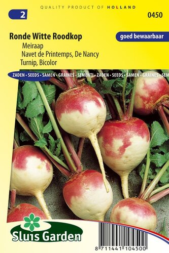 Meiraap zaden Ronde Witte Roodkop