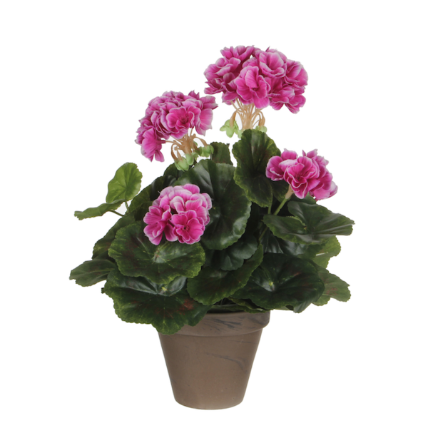 Mica Decorations Geranium Kunstplant in Bloempot Stan - H34 x Ø20 cm - Paars