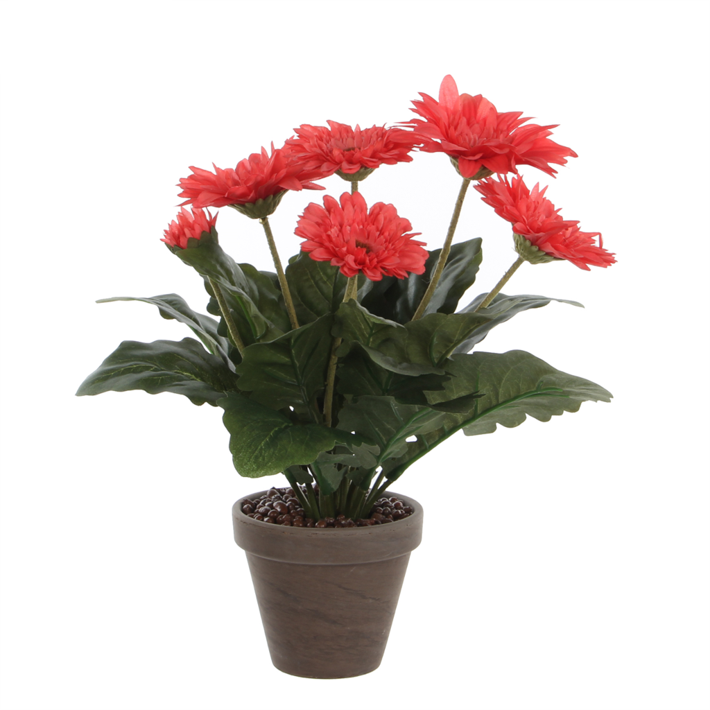 Mica Decorations Gerbera Kunstplant in Bloempot Stan - H35 x Ø30 cm - Roze