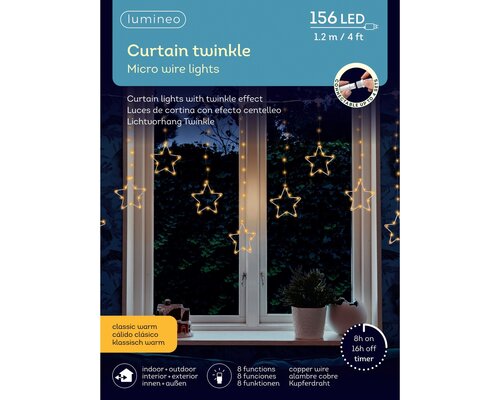 Microled gordijn met sterren 120 cm klassiek warm - afbeelding 2