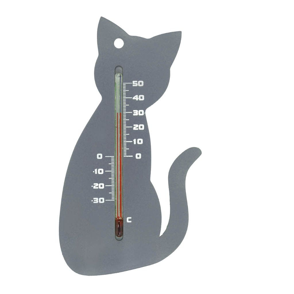 Nature Muurthermometer grijs kat