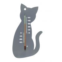 Nature Muurthermometer grijs kat - afbeelding 1
