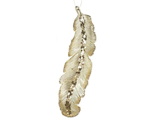Kersthanger veer 19 cm licht goud