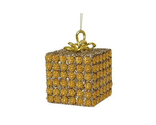 Kersthanger giftbox 9 cm goud