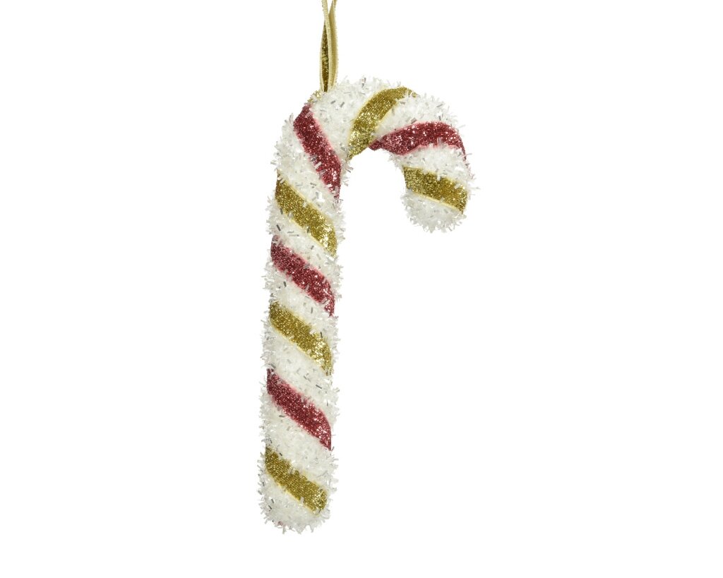 Kersthanger foam zuurstok 17 cm rood / goud