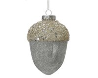 Kersthanger dennenappel 12,5 cm zilver